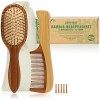 COM-FOUR® Peigne à cheveux en bois de santal Premium, peigne à cheveux à grosses dents en bois de santal, peigne en bois dura