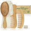 COM-FOUR® Peigne à cheveux en bois de santal Premium, peigne à cheveux à grosses dents en bois de santal, peigne en bois dura