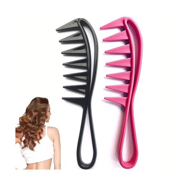 Peigne Cheveux Dent Large Pour Démêlant Cheveux Bouclés, Lisses, Frisés, Afro, Barbe Antistatique, Résistant À La Chaleur Apt