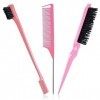 HORJOR Peigne Cheveux 3 Pièces, Brosse Plaquante Cheveux Peigne à Bords Brosse 3 Tailles Différentes Peigne a Queue Afro pour