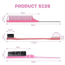 HORJOR Peigne Cheveux 3 Pièces, Brosse Plaquante Cheveux Peigne à Bords Brosse 3 Tailles Différentes Peigne a Queue Afro pour