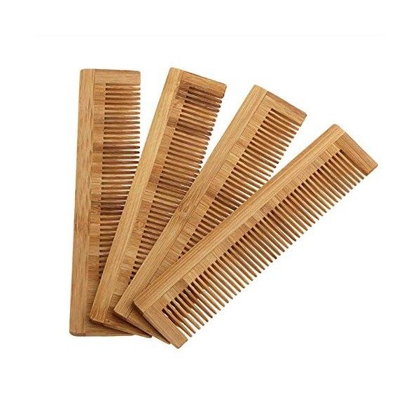 Lot de 4 peignes à cheveux en bois de bambou respectueux de lenvironnement zéro déchets, peigne à cheveux fait à la main 13,