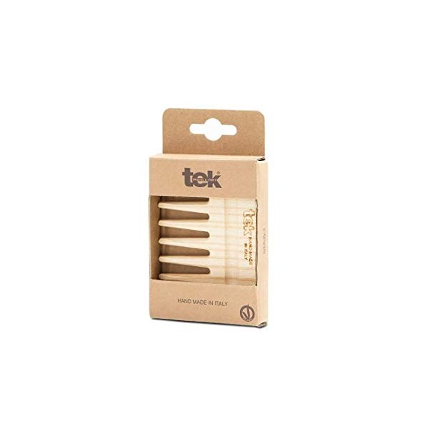 TEK - Petit Peigne à Dents Larges en Bois Naturel, Fabriqué à la Main en Italie, pour Cheveux Épais, Bouclés ou Ondulés - 9 x