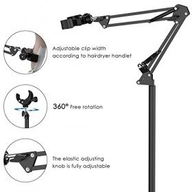 Linkidea Support de sèche-cheveux rotatif à 360 degrés pour sèche-cheveux, mains libres, hauteur réglable avec base lourde po