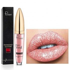 Rouge à lèvres Longue durée Brillant Diamant 18 Couleurs,nacré 3D Shining Stars,Liquide de Texture métallique Scintillante,Co