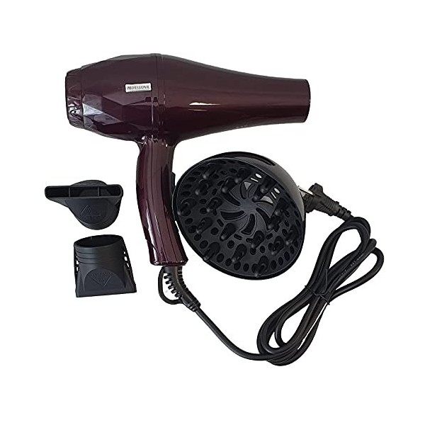 Mc Phon Sèche-cheveux professionnel avec moteur Ac, 2 vitesses et 2 températures, puissance 2200 W ion, diffuseur et 2 becs i