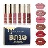 BEAUTY GLAZED 6 Couleur Set Rouge à Lèvres Liquide Mat Longue Tenue Waterproof Liquid Lipstick Matte