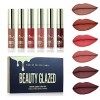 BEAUTY GLAZED 6 Couleur Set Rouge à Lèvres Liquide Mat Longue Tenue Waterproof Liquid Lipstick Matte