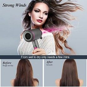 Seche cheveux Professionnel Ionique 2000W HappyGoo Hair Dryer 1 diffuseur 2 buses de coiffage 3 chauffages séchoir cheveux th