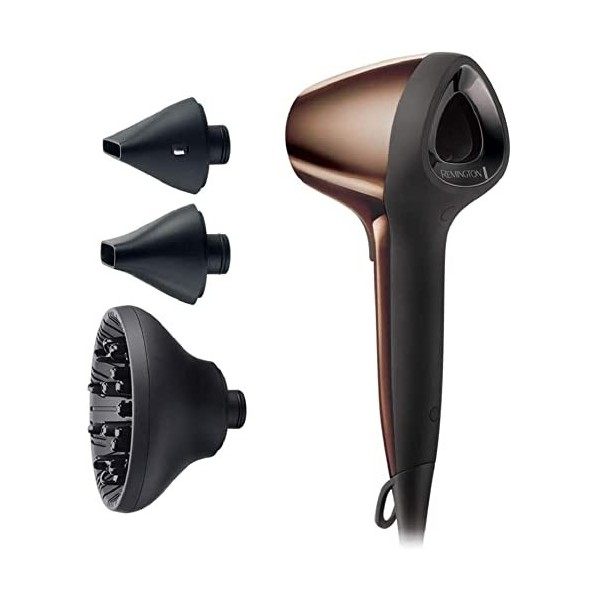 Remington Sèche-cheveux Ergonomique [Ultra Compact, Léger, Silencieux] Air3D bronze 1800W, flux dair 3D unique, 110km/h flu