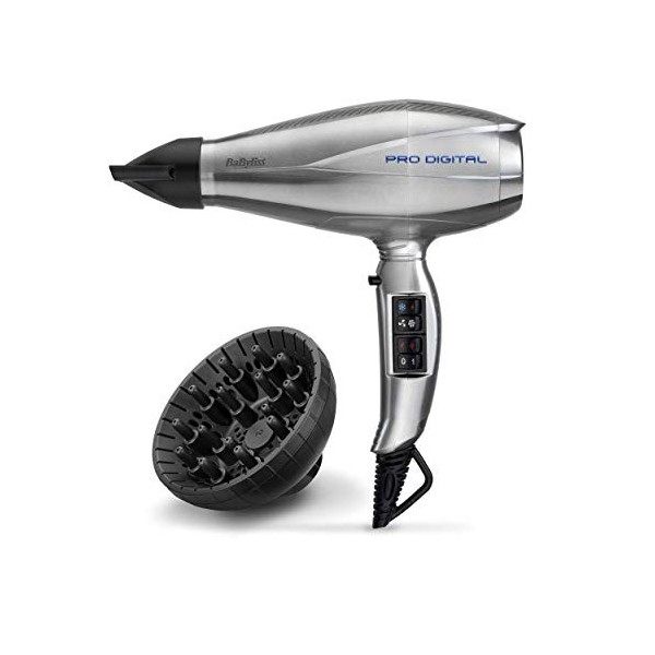 BaByliss Sèche-cheveux professionnel Pro Digital 2200 watts avec technologie ionique et revêtement en céramique fabriqué en I