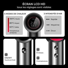 TYMO Sèche Cheveux Diffuseur Boucle, Sèche Cheveux Ionique Professionnel à Arande Vitesse de 1500W Avec Peigne, Sèche-Cheveux