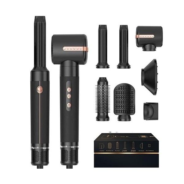 110000 TR/MIM Seche Cheveux avec Diamant,2023 Nouveau Sèche Cheveux avec 7 Brosse Soufflante, Brosse Lissante pour Cheveux, B