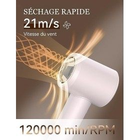 ANLAN Sèche-cheveux Haute Vitesse, Sèche-cheveux à Ions Négatifs de 100 millions, Séchage Rapide en 3 Minutes sans Blesser Le
