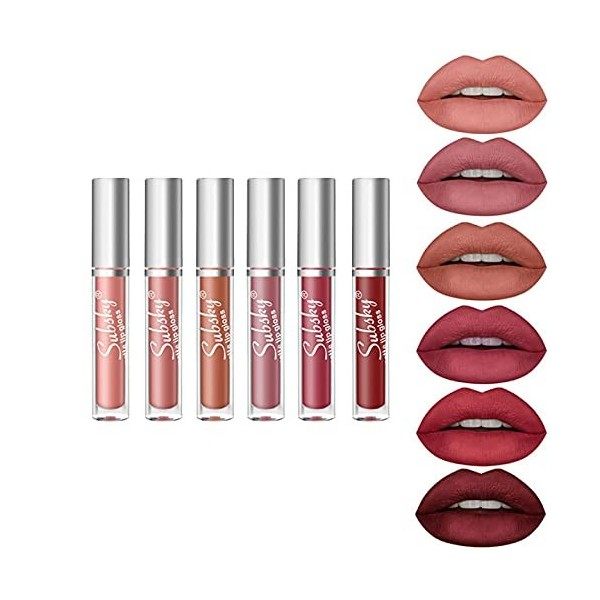 Subsky 6 Couleur Rouge à Lèvres Liquide Mat Longue Tenue Waterproof Lipstick Matte