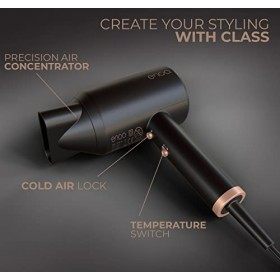 Sèche-cheveux professionnel ENOA, Puissant Moteur DC 2000W, Fonction Ionique anti- crépus, Température Constante, Sèche-cheve
