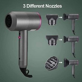Sèche Cheveux, 2000W Sèche Cheveux Ionique Professionnel Hair Dryer, 3 Vitesses avec 2 Buses et 1 Diffuseur pour Famille et S