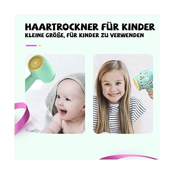 Feekka Mini sèche-cheveux pour fille,Chaleur douce pour les cheveux et la peau de bébé,Faible bruit,550 W,Léger et durable,Sè