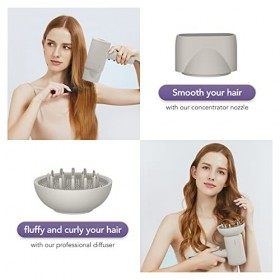 Sèche-cheveux ionique, sèche-cheveux professionnel ZHIBAI avec 2 modes de température, 1 diffuseur et 1 buse de coiffage, sèc