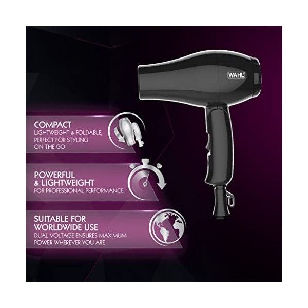 TRAVEL HAIR DRYER - BLACK WORLDWIDE USE