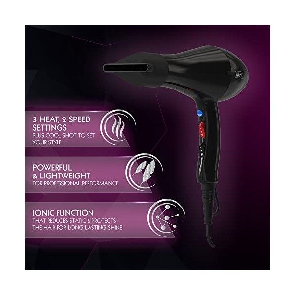 Wahl Ionic Style 2000w AC Hair dryer - Black Hair Dryer