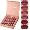 6pcs Rouge a Levre Mat Longue Tenue, Mat Gloss Kit, Rose Nude Liquid Lipstick Set Waterproof pour Maquillage Femme