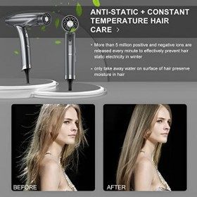 Sèche-cheveux plasma Slopehill avec moteur sans balai, antistatique, réduction du bruit, capteur de température NTC, sèche-ch