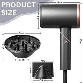 LIUWID Sèche-Cheveux Ionique 1600W Magnétique Sèche Cheveux Professionnel 2 Températures 3 Vitesses Pliable Séchoir Cheveux V