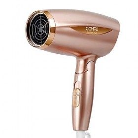 CONFU Sèche-cheveux pliable 1600 W - Ion négatif - Petit - Pliable et léger - Buse de coiffage - Pliable - Pour la maison ou 