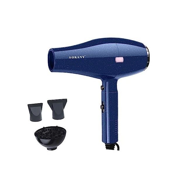 SOKANY SK-2221 Sèche-Cheveux Pliable 1600W, 1 Vitesses/3 Températures, Sèche-Cheveux Ionique avec Buse de lissage, Sèche-chev