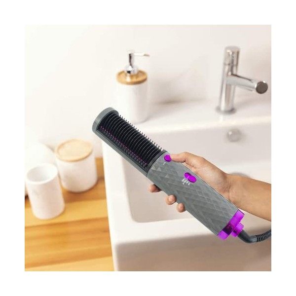 Mediawave Store - Brosse sèche cheveux 1600 W lissant et volumisant Phon Multifonction, brosse 2 en 1 pour plier, sécher et d