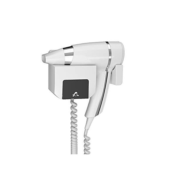 JVD Sèche-cheveux 1600W Blanc Support Frontal spécial Hôtellerie anti-vol et Poignée Automatique