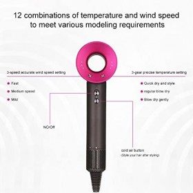 Sèche-Cheveux Supersonic, 1600W Séchage Rapide, Fer/Fuchsia, Adapté à Lusage Domestique