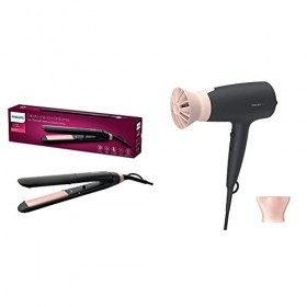 Lisseur ThermoProtect Philips StraightCare Essential Modèle BHS378/00 & Sèche-cheveux Philips Séries 3000 avec l’accessoire