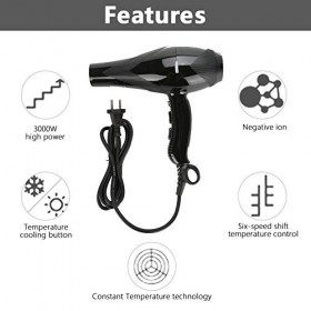 Sèche-cheveux Professionnel 3000W, Seche Cheveux à Séchage Rapide, Température Ionique Négative et Constante, Sèche Cheveux 3