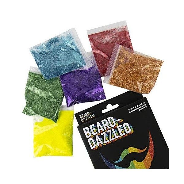 Paillettes biodégradables arc-en-ciel pour barbe « Beard-Dazzled »