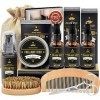 Kit De Coffret Coin Barbe Homme Complet Produit avec Shampoing Barbe,Huile Barbe,Peigne,Brosse a Barbe,Ciseaux,Baume a Barbe,