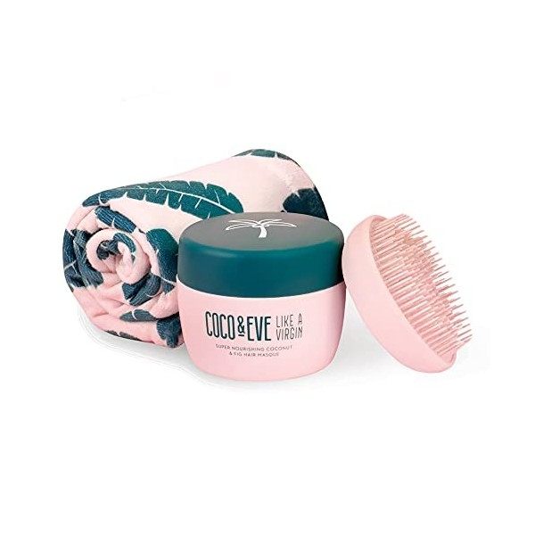 Coco & Eve - Lot de 3 produits et accessoires Thats A Wrap - masque cheveux, brosse démêlante, serviette turban en microfibr