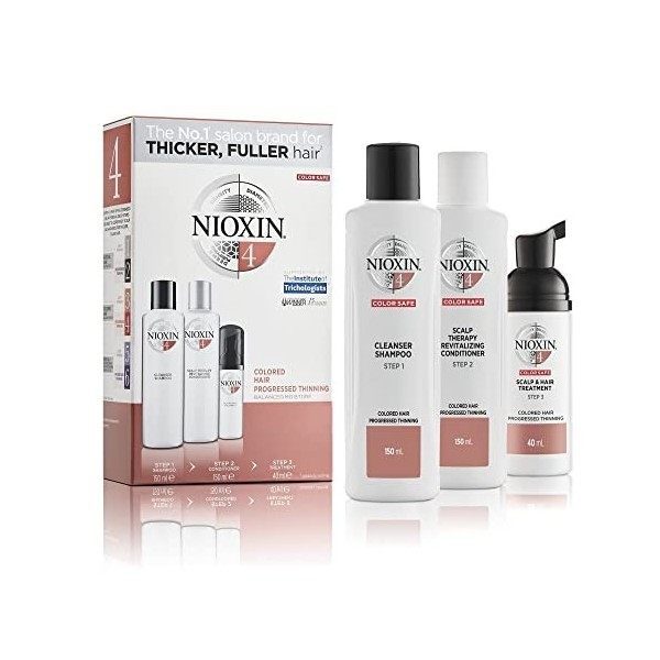 Nioxin System 4 - Kit chute avancée des cheveux pour plus de volume - Cheveux colorés et très fins 150+150+40ml