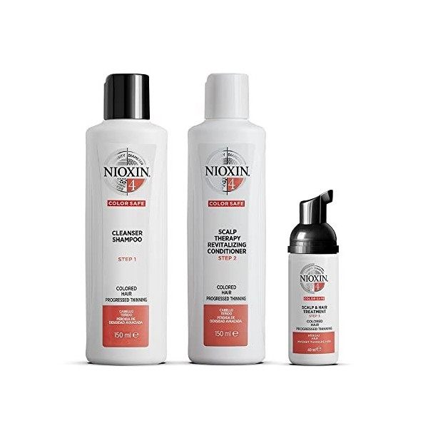 Nioxin System 4 - Kit chute avancée des cheveux pour plus de volume - Cheveux colorés et très fins 150+150+40ml