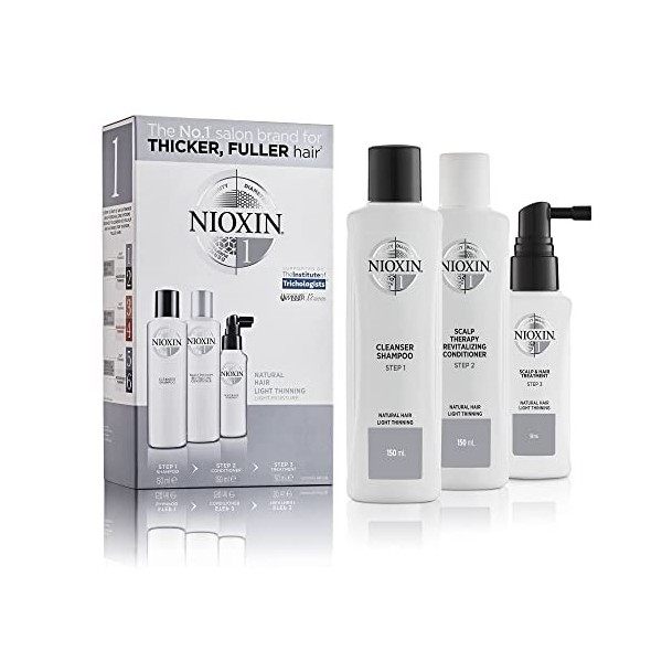 Nioxin System 1 - Kit chute légère des cheveux pour plus de volume - Cheveux naturel et fins 150+150+50ml