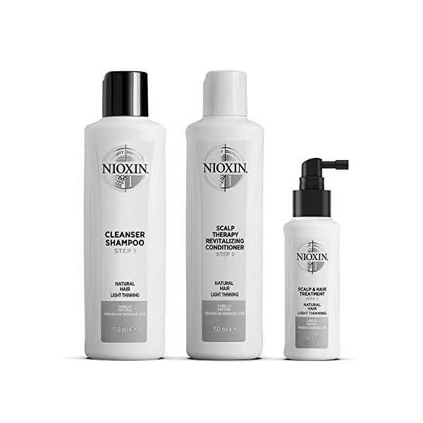 Nioxin System 1 - Kit chute légère des cheveux pour plus de volume - Cheveux naturel et fins 150+150+50ml