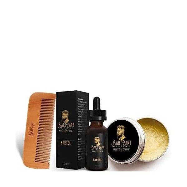 BartZart Set dhuile à barbe Marrakech avec bois de cèdre I Fabriqué à partir dhuile à barbe de haute qualité, de cire à bar