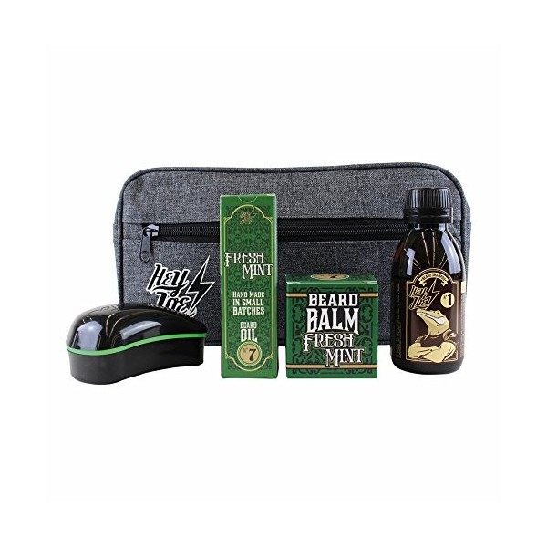 Hey Joe – Bearded Survival Kit Deluxe nº 7 | Kit de règlement Barbas qui comprend : Huile, Balsamo, Shampooing, brosse pour b