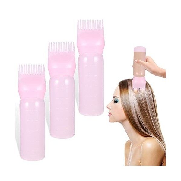 wlertcop 3 Pièces Bouteilles Applicateur, Applicateur Cheveux, Brosse Couleur Cheveux Avec éChelle GraduéE pour Coloration De