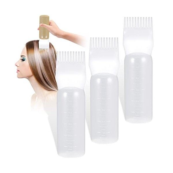 wlertcop 3 Pièces Bouteilles Applicateur, Applicateur Cheveux, Brosse Couleur Cheveux Avec éChelle GraduéE pour Coloration De