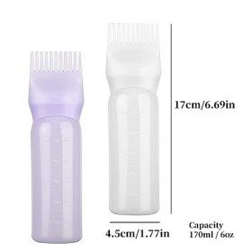 FINEASY 2pcs Applicateur de Bouteille,Bouteille Peigne Racine avec Graduée,Bouteille de Teinture de Cheveux pour la Coloratio