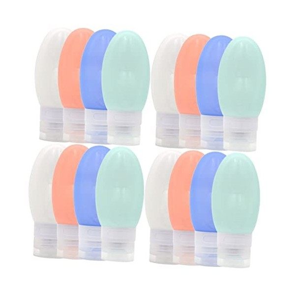 Lot de 4 flacons de gel de silice for liquides de lavage corporel Taille de voyage Récipients de voyage étanches Bouteille de