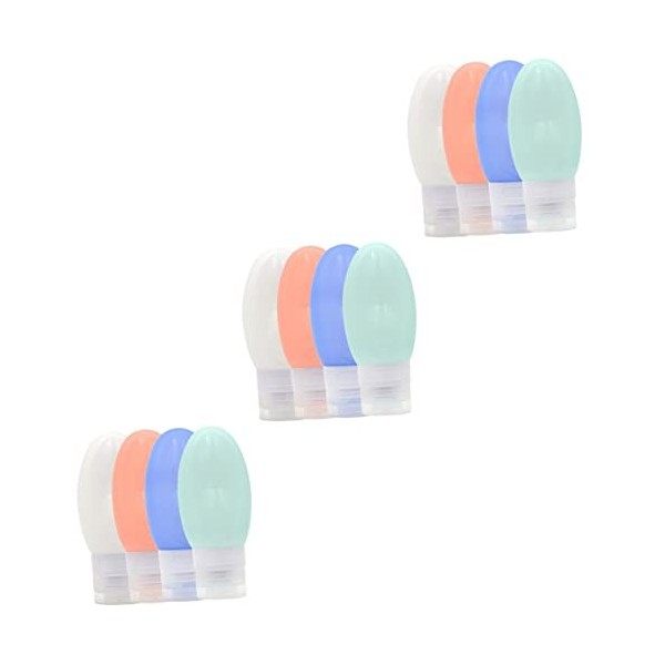 Lot de 4 flacons de gel de silice for liquides de lavage corporel Taille de voyage Récipients de voyage étanches Bouteille de