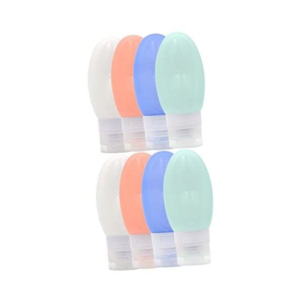 Lot de 4 flacons de gel de silice for liquides de lavage corporel Taille de voyage Récipients de voyage étanches Bouteille de
